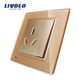 Venda quente Livolo Cristal Painel de Vidro Tomada de Parede Tomada de Parede com 1Gang 2 Way Push-button Interruptor de Luz de Parede VL-W2Z1BS-13